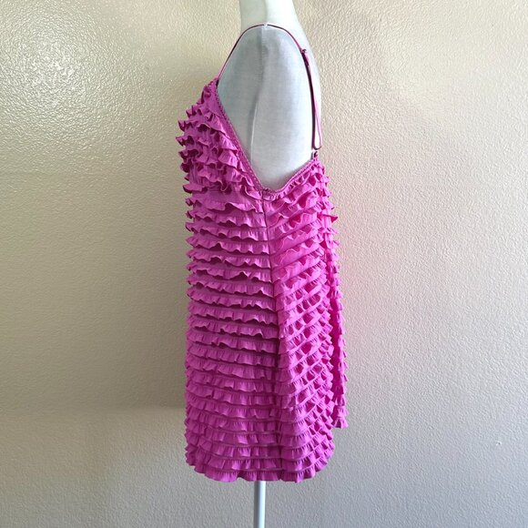 Bisou Bisou Vtg Y2K 2000s Pink Ruffle Lingerie Slip - Picture 2 of 5